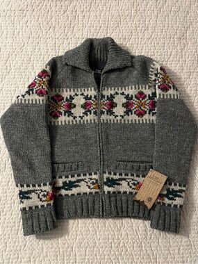 Lost Horizons “Flowering Vines” Full-Zip Wool Sweater